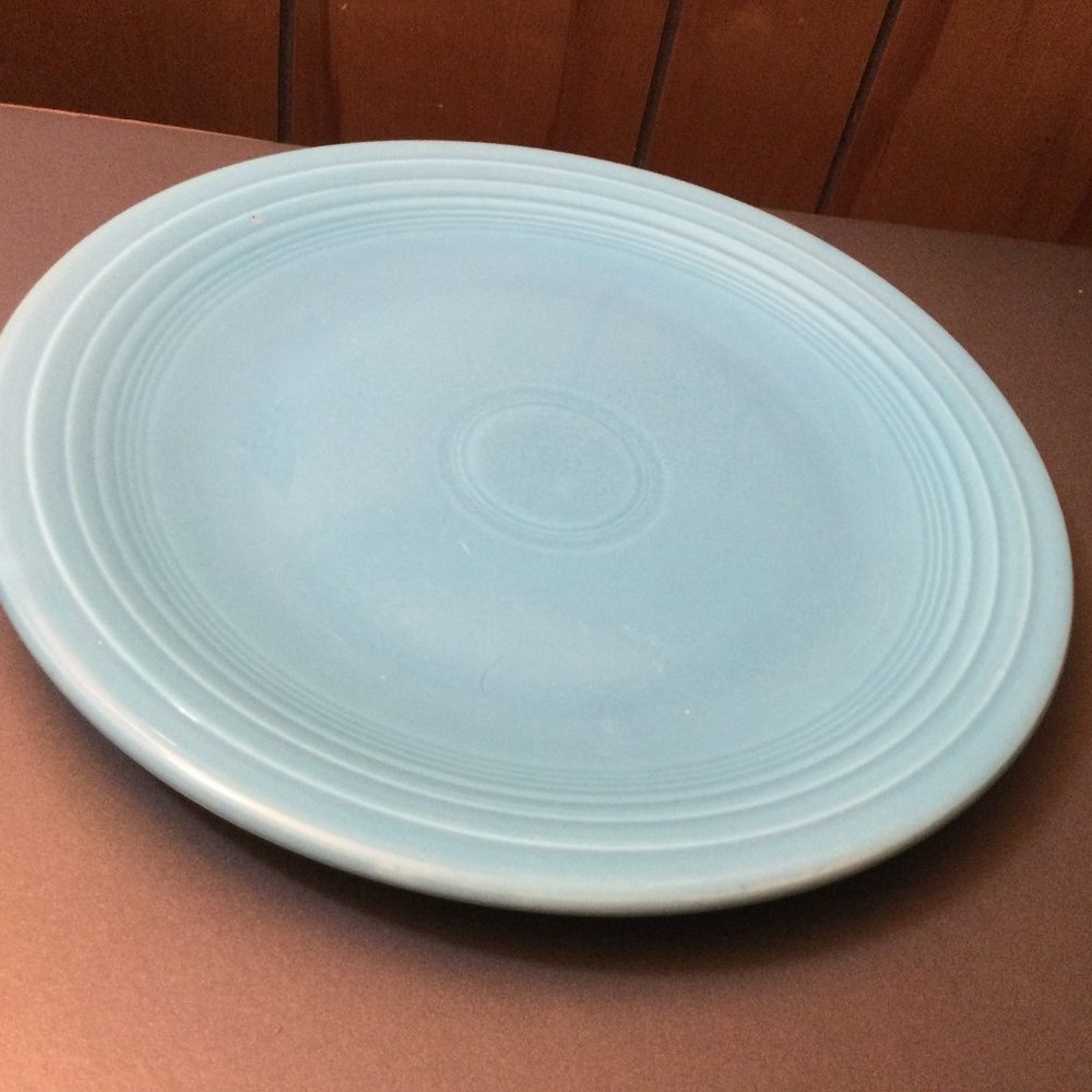 Genuine Fiesta HLCo Turquoise Blue Stoneware 14" Serving Platter Plate USA used